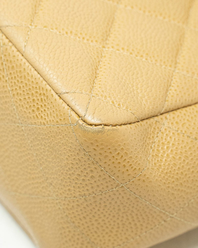 Chanel Chanel jumbo beige caviar single flap bag with GHW AJL0012