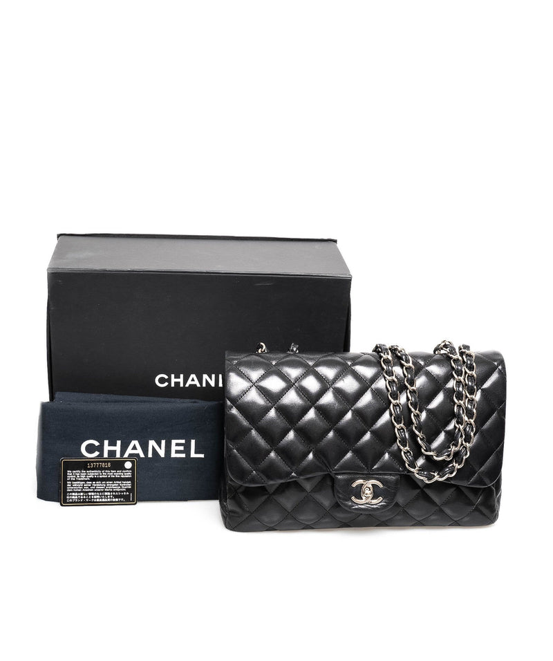 $11,000 CHANEL Classic yellow Caviar silver hardware Jumbo double Flap Bag
