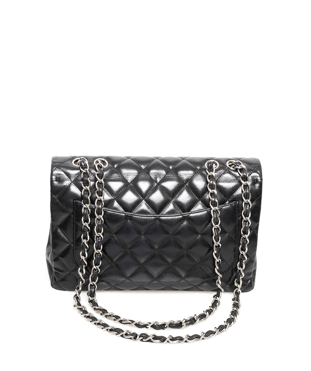 Chanel Classic Flap (1879xxxx) Jumbo Size, Metallic Grey Lambskin, Silver  Hardware, with Dust Cover & Box, no Card