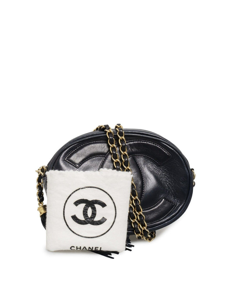 Chanel Chanel Lambskin Navy CC Round Crossbody Bag - AGL1457