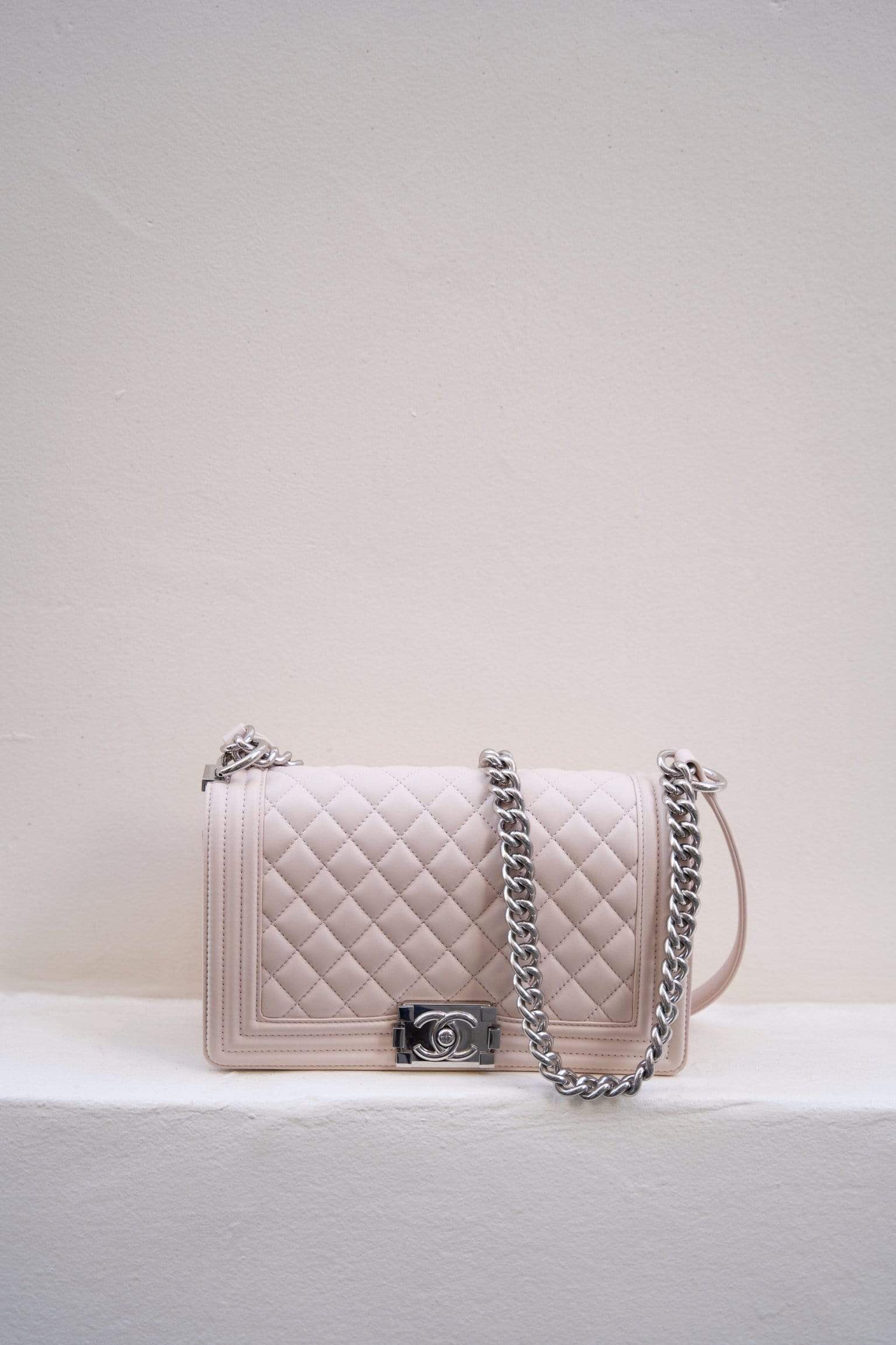 Chanel Le Boy Medium Bag Pink Beige with Silver Hardware - ASL1717
