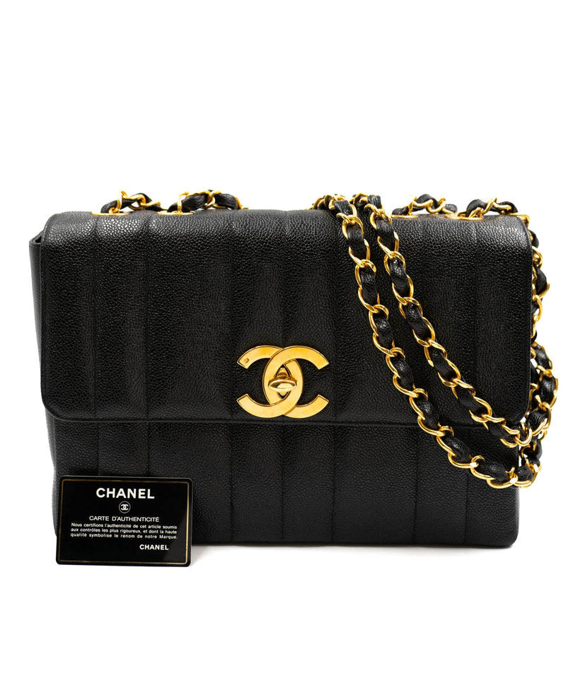 Chanel Chanel mademoiselle jumbo black caviar gold hardware ASL2518