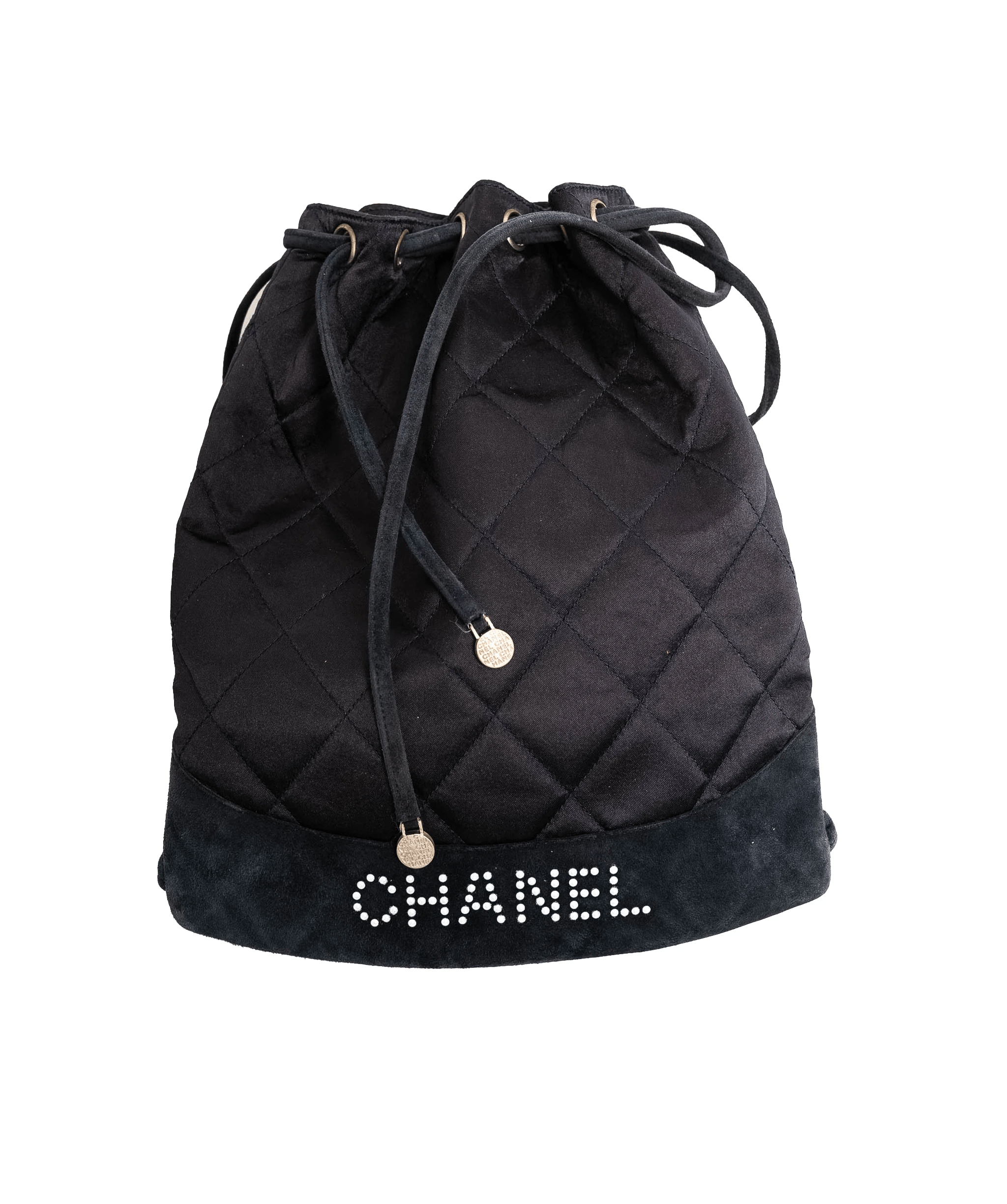 Chanel CHANEL Matelasse Quilted Backpack Satin Black CC Auth 19199 - AWL1927
