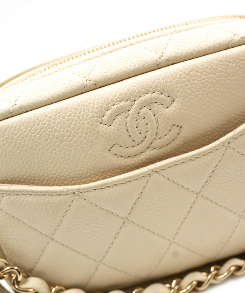 Chanel Classic Vintage Camera Bag in Beige Quilted Caviar Leather with Gold  Hardware - SOLD