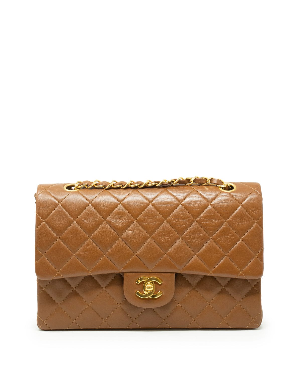 Chanel Classic Medium Vintage Double Flap Bag In Black Quilted Patent  Leather And 24K Gold-Plated