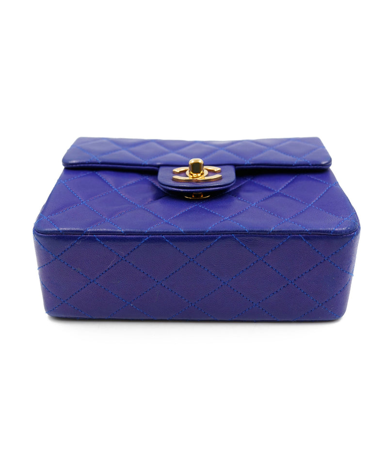 Chanel Mini 7 classic flap in Royal Blue with GHW - AWL4071