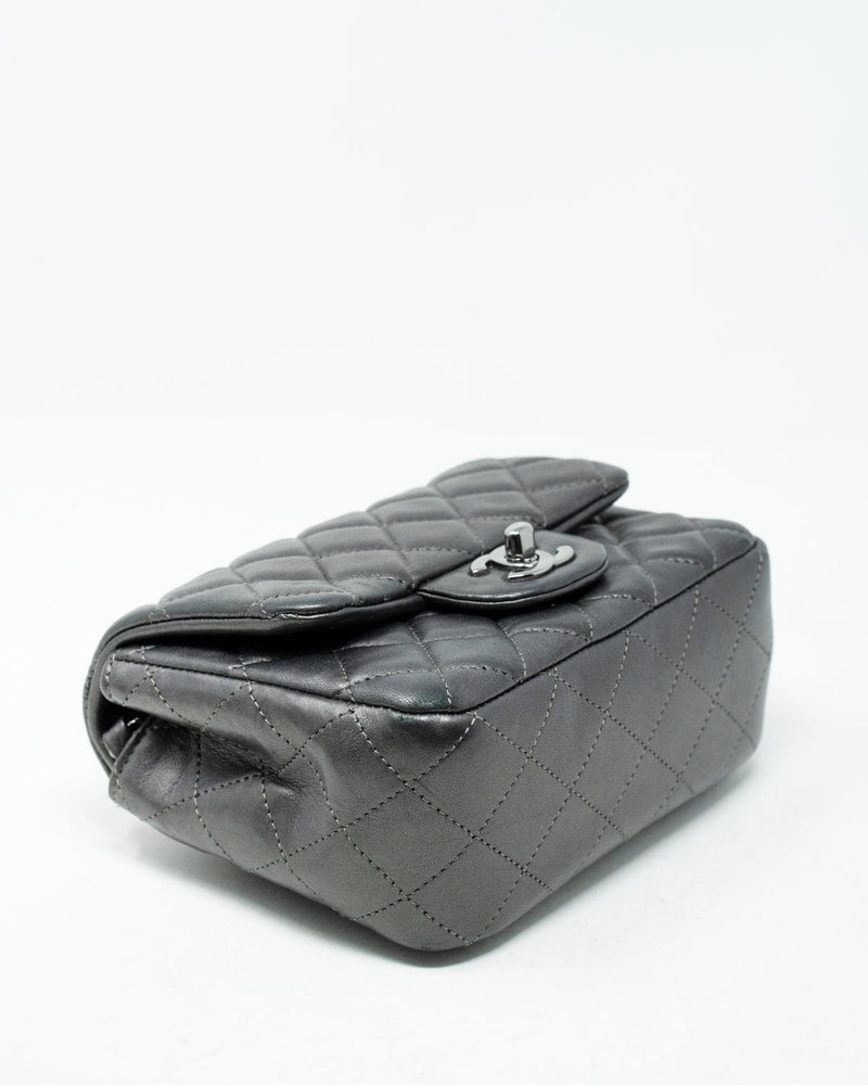 Chanel Mini Square Classic Flap bag with Ruthenium Hardware