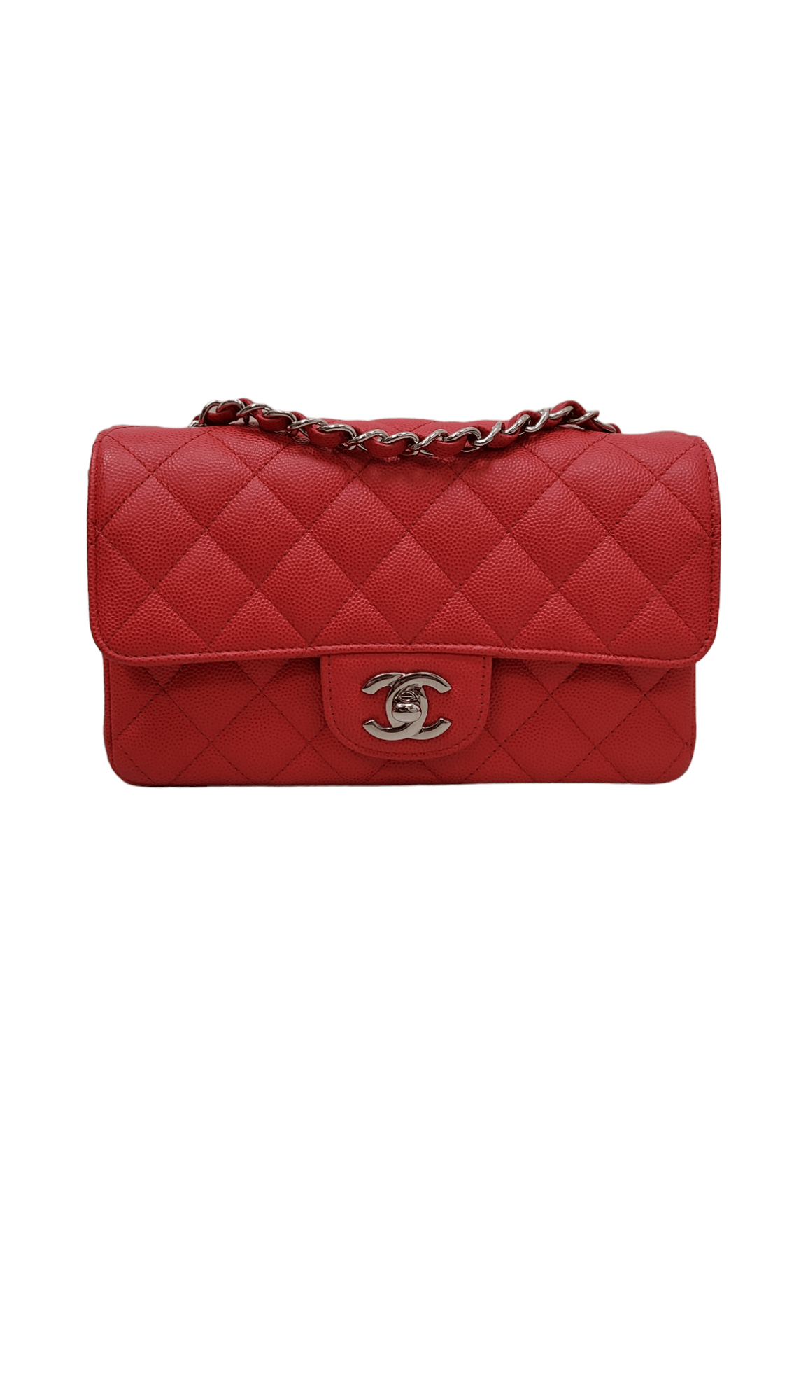 Chanel Chanel Mini Rectangle Bright Red Caviar SHW SKC1329