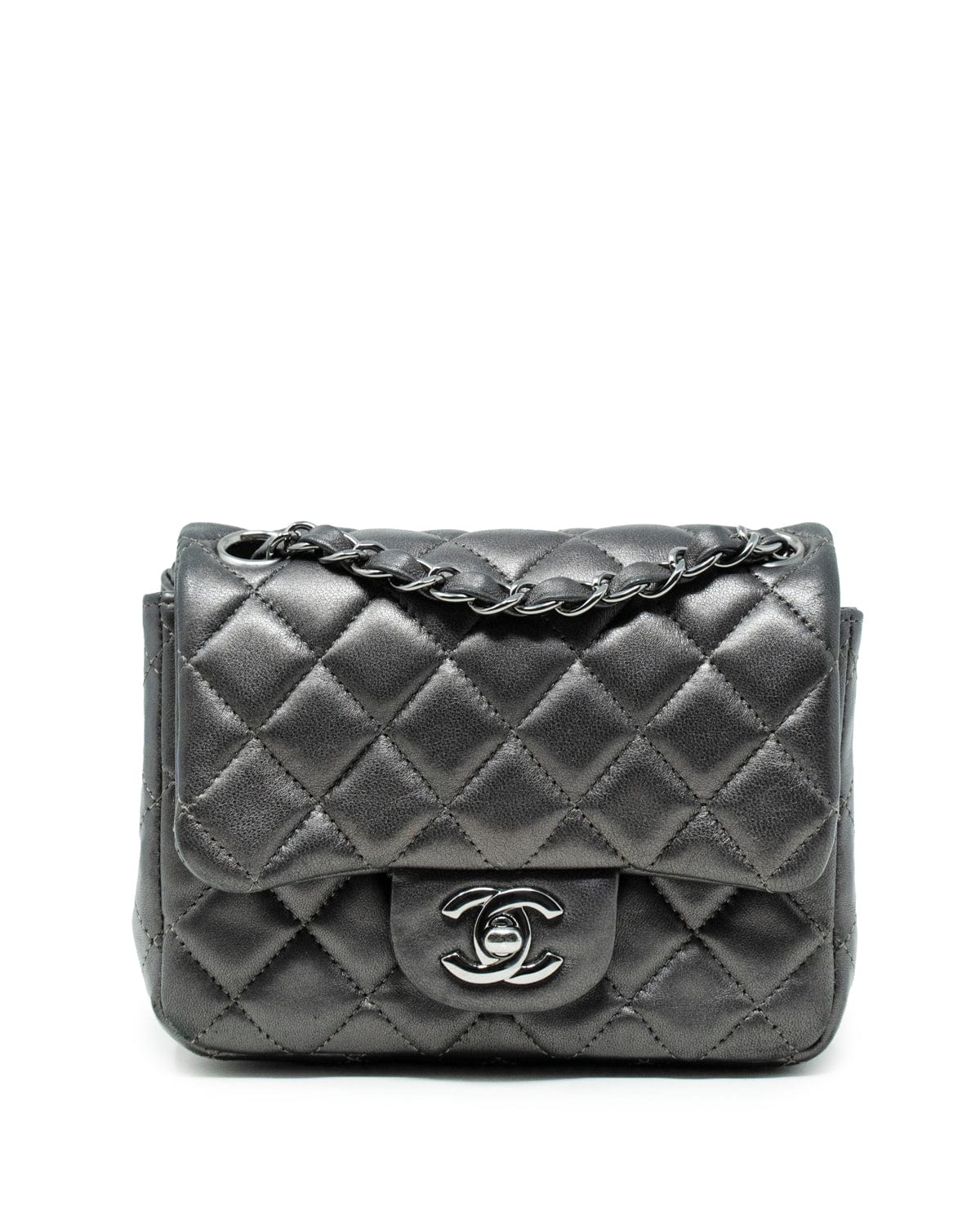 Chanel Chanel Mini Square Gunmetal Grey Lambskin RHW SKC1276