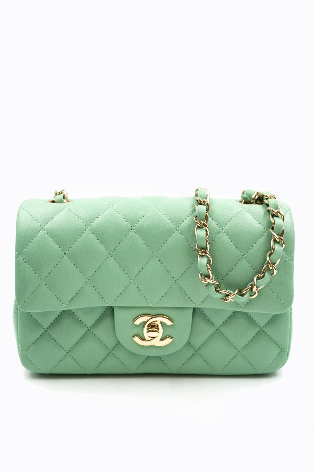 CHANEL 21C Mint Green Mini Rectangular Flap Bag Lt Gold Hw - Timeless  Luxuries