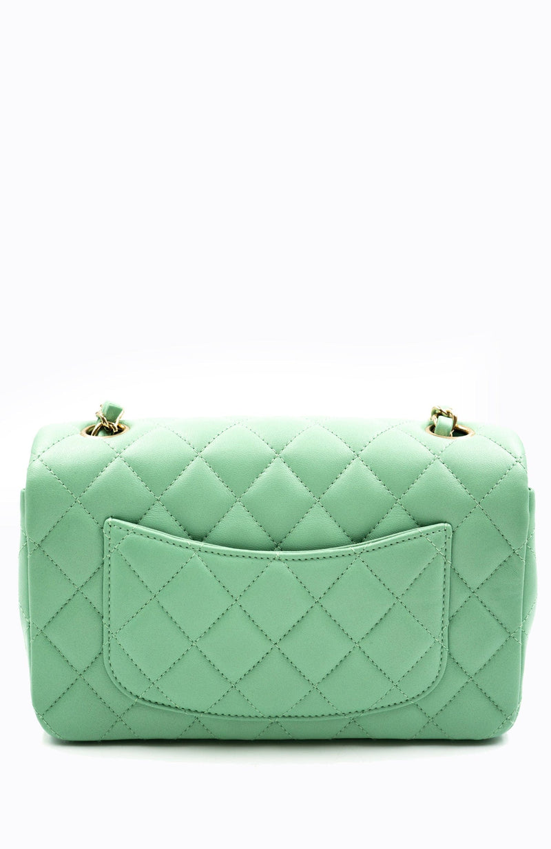 Chanel Mini Chain Flap Shoulder Bag - Green Shoulder Bags