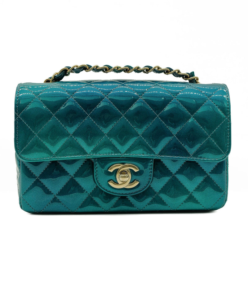 Chanel 18S Emerald Green Small Mini Coco Handle Flap Bag GHW