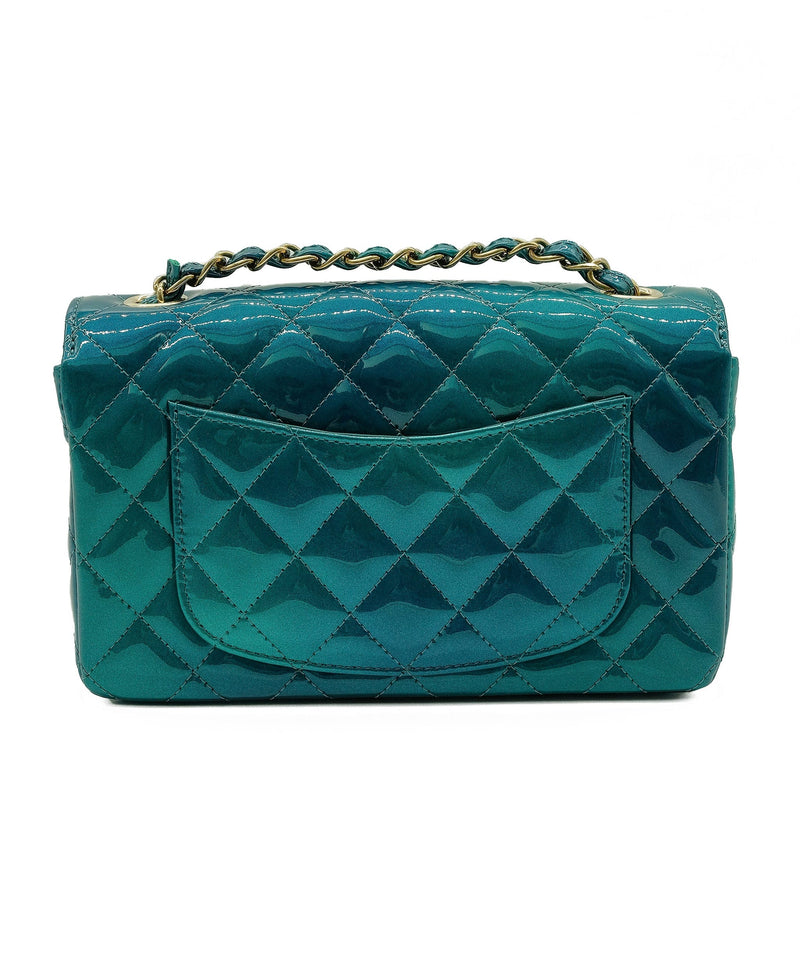 Chanel Multi Tone Green Patent Mini Rectangle Flap Bag REC1218
