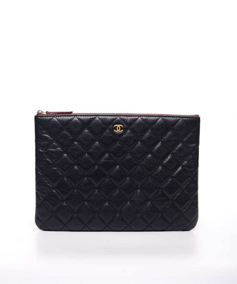 Chanel Black Quilted Caviar Leather Medium O'Case Pouch Chanel