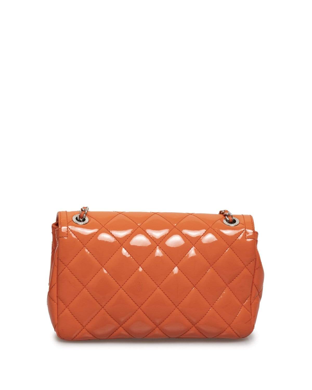 Chanel Chanel Orange Patent Leather 8.5' Classic Flap Bag PHW - AGC1043