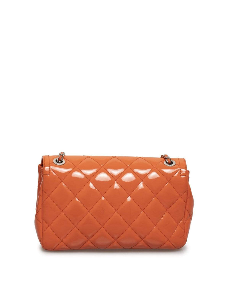 Chanel Orange Patent Leather 8.5' Classic Flap Bag PHW - AGC1043