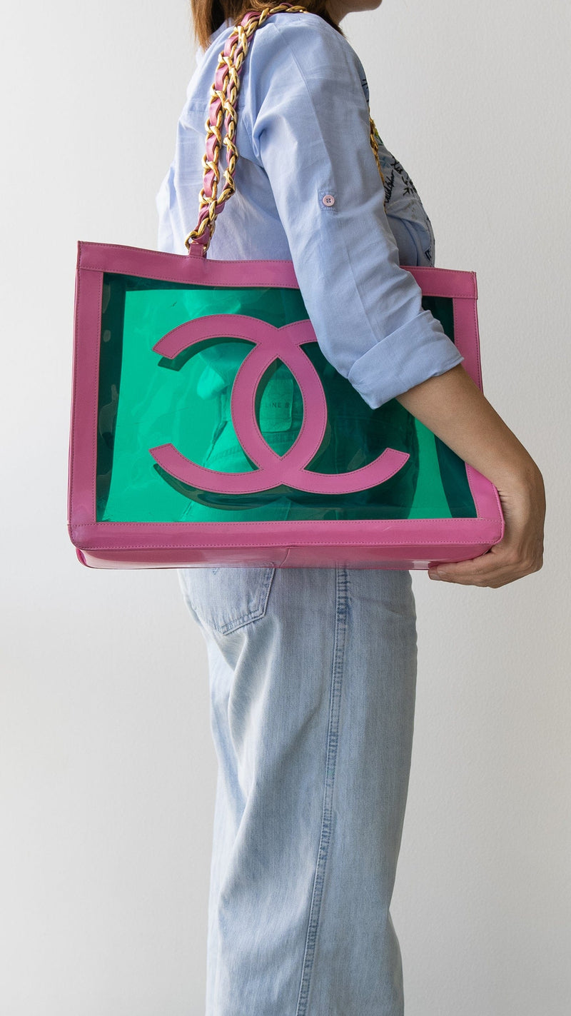 Chanel Pink and Green Large Vinyl Shopper- AWL2458 – LuxuryPromise