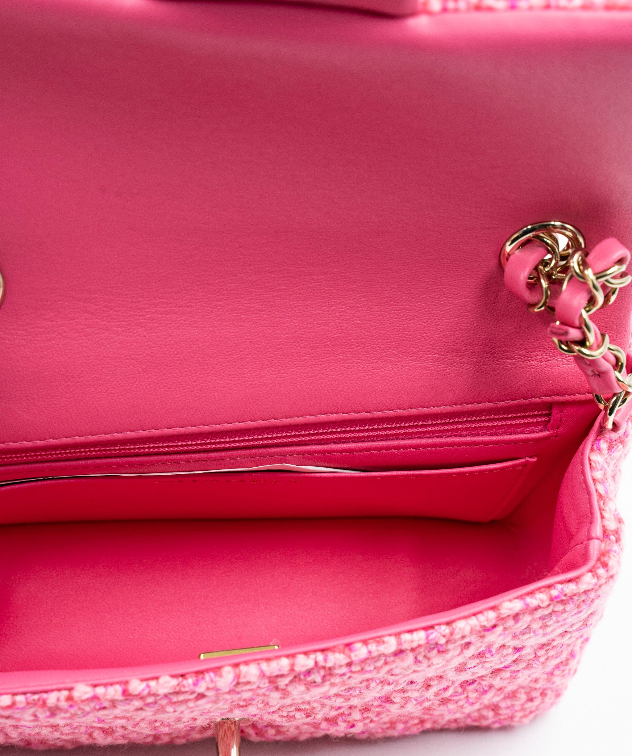 Chanel Chanel pink flap bag nk523 tweed ASL5052