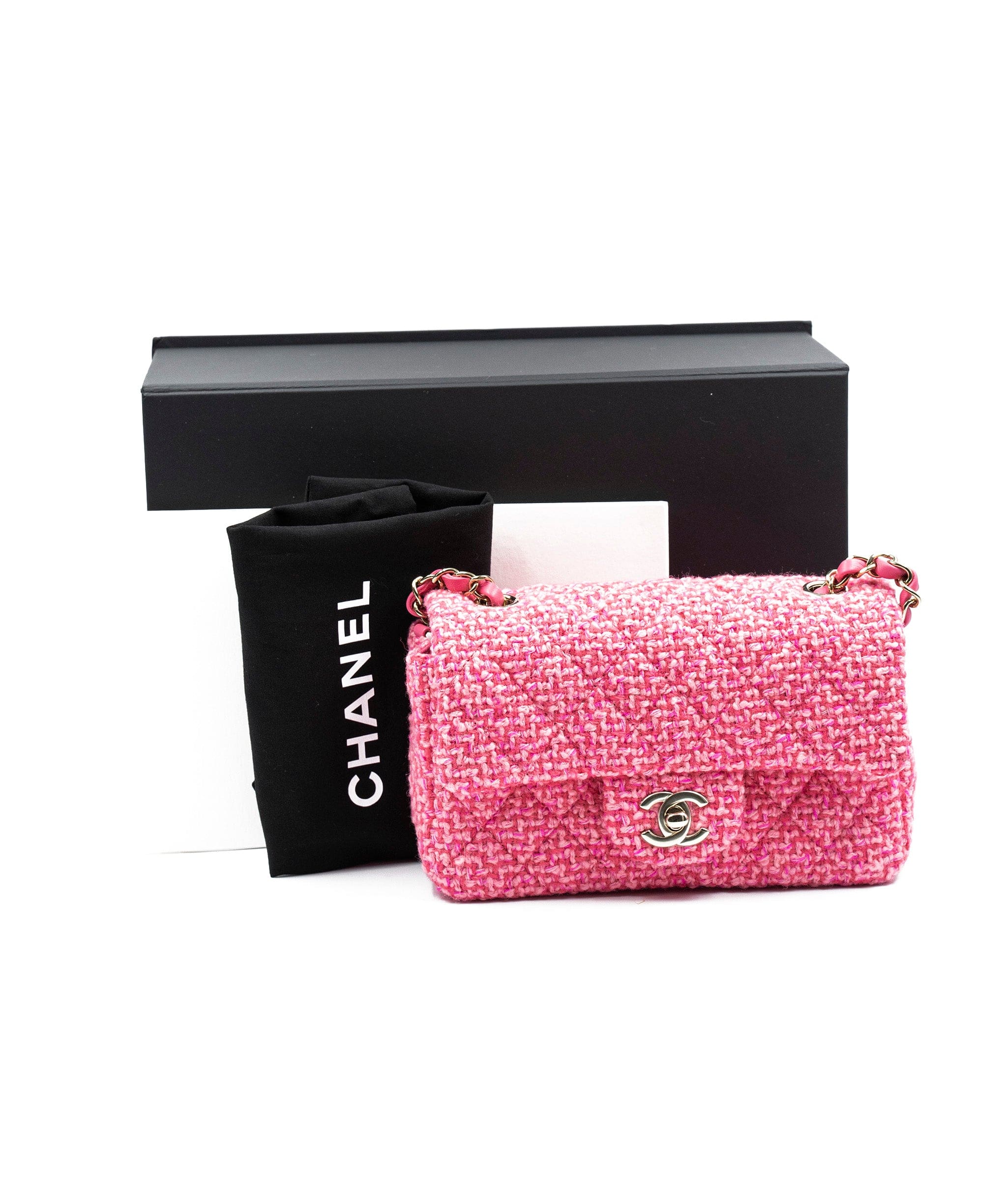 Chanel Chanel pink flap bag nk523 tweed ASL5052