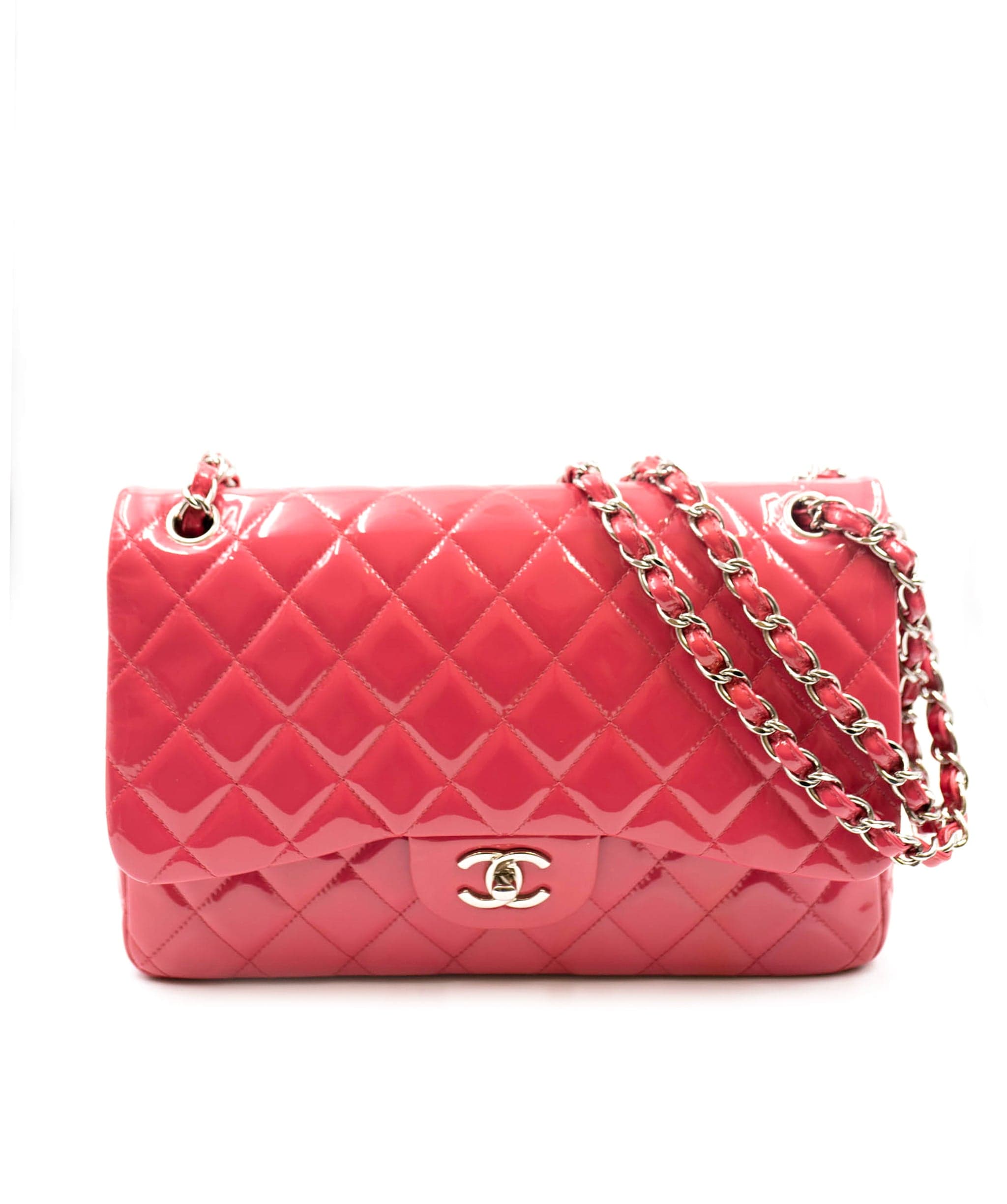 Chanel Chanel Pink Patent 12” Jumbo with SHW - AWC1437