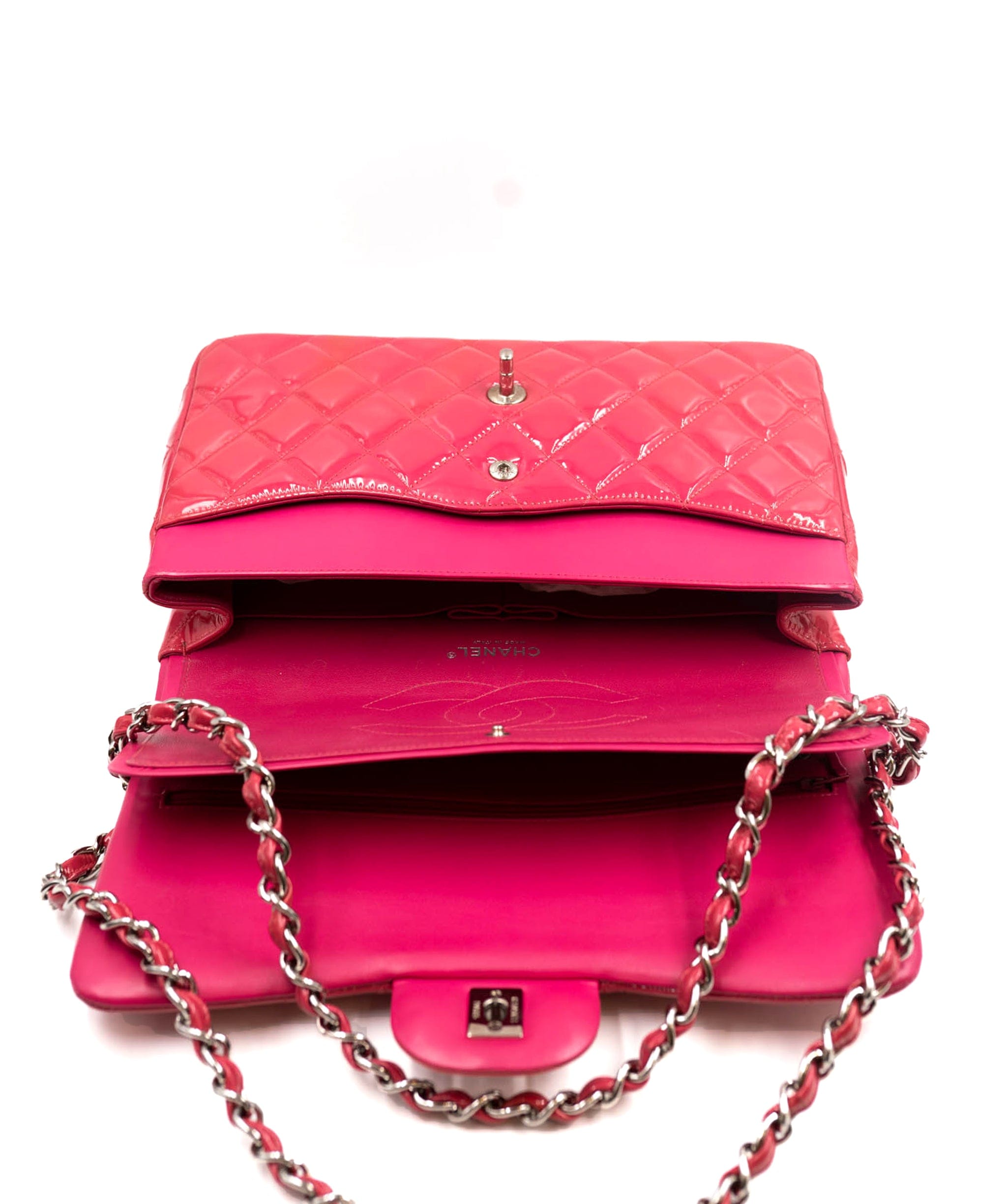 Chanel Chanel Pink Patent 12” Jumbo with SHW - AWC1437