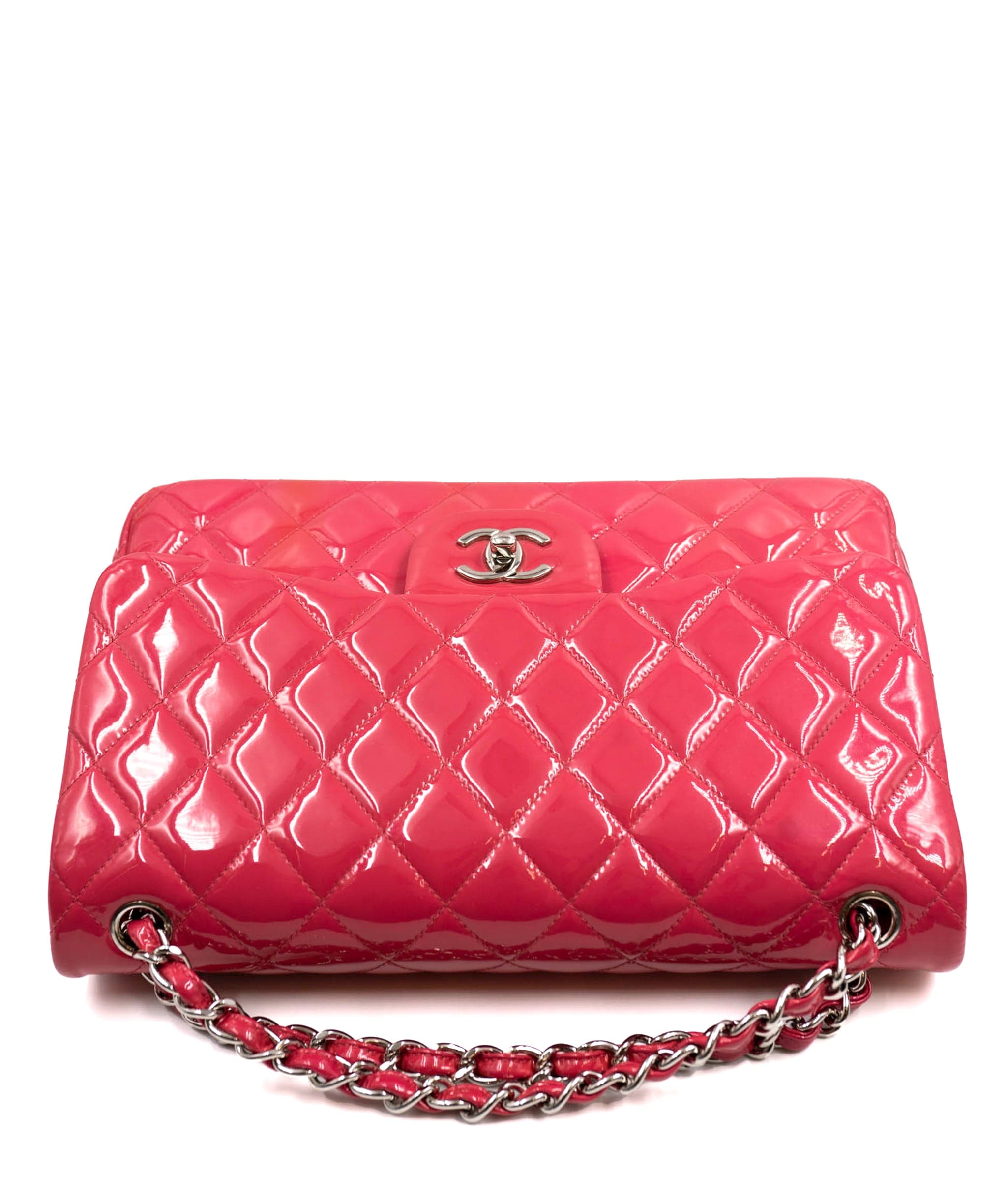 Chanel Chanel Pink Patent 12” Jumbo with SHW - AWC1437