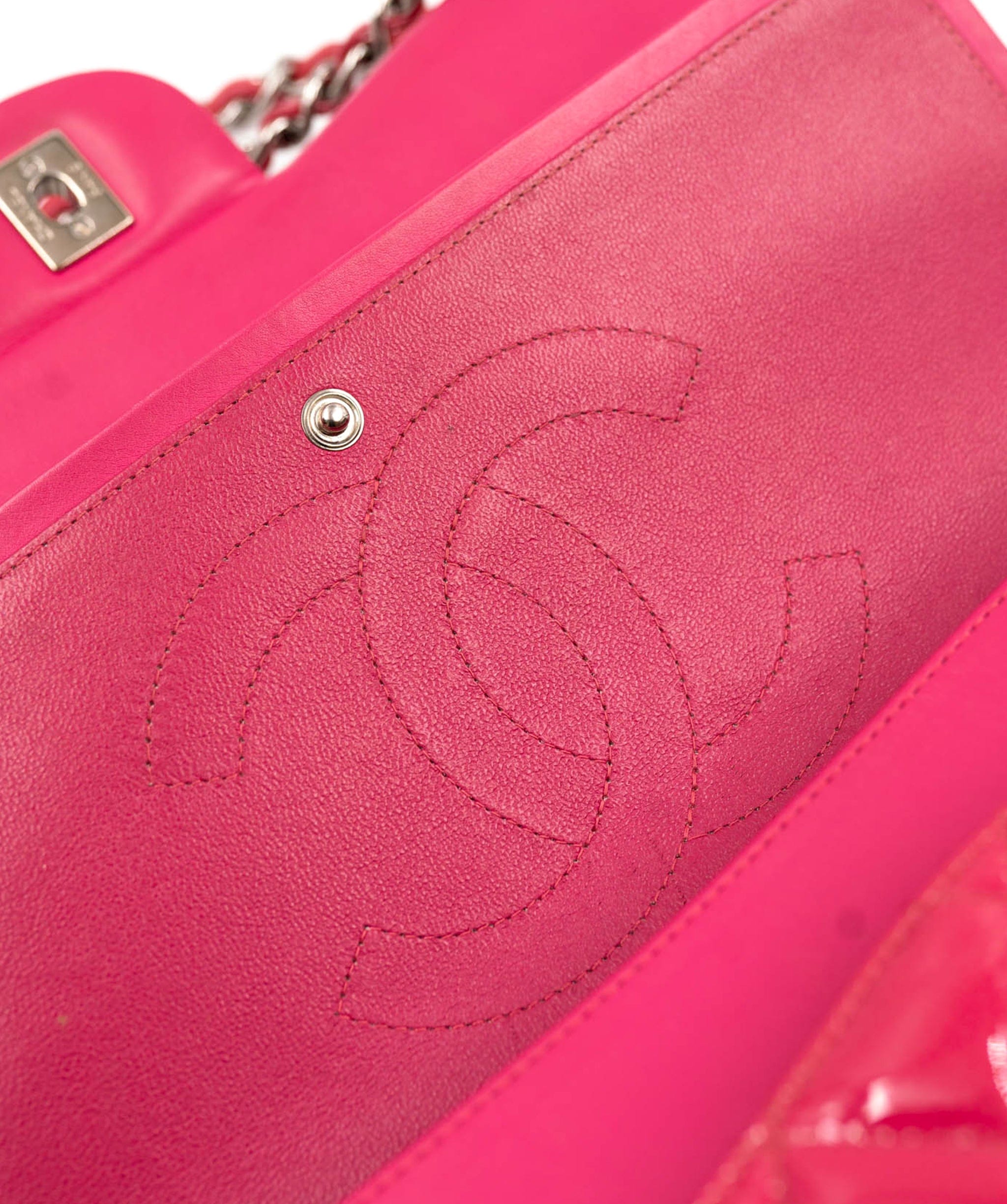 Chanel Chanel Pink Patent 12” Jumbo with SHW - AWC1437