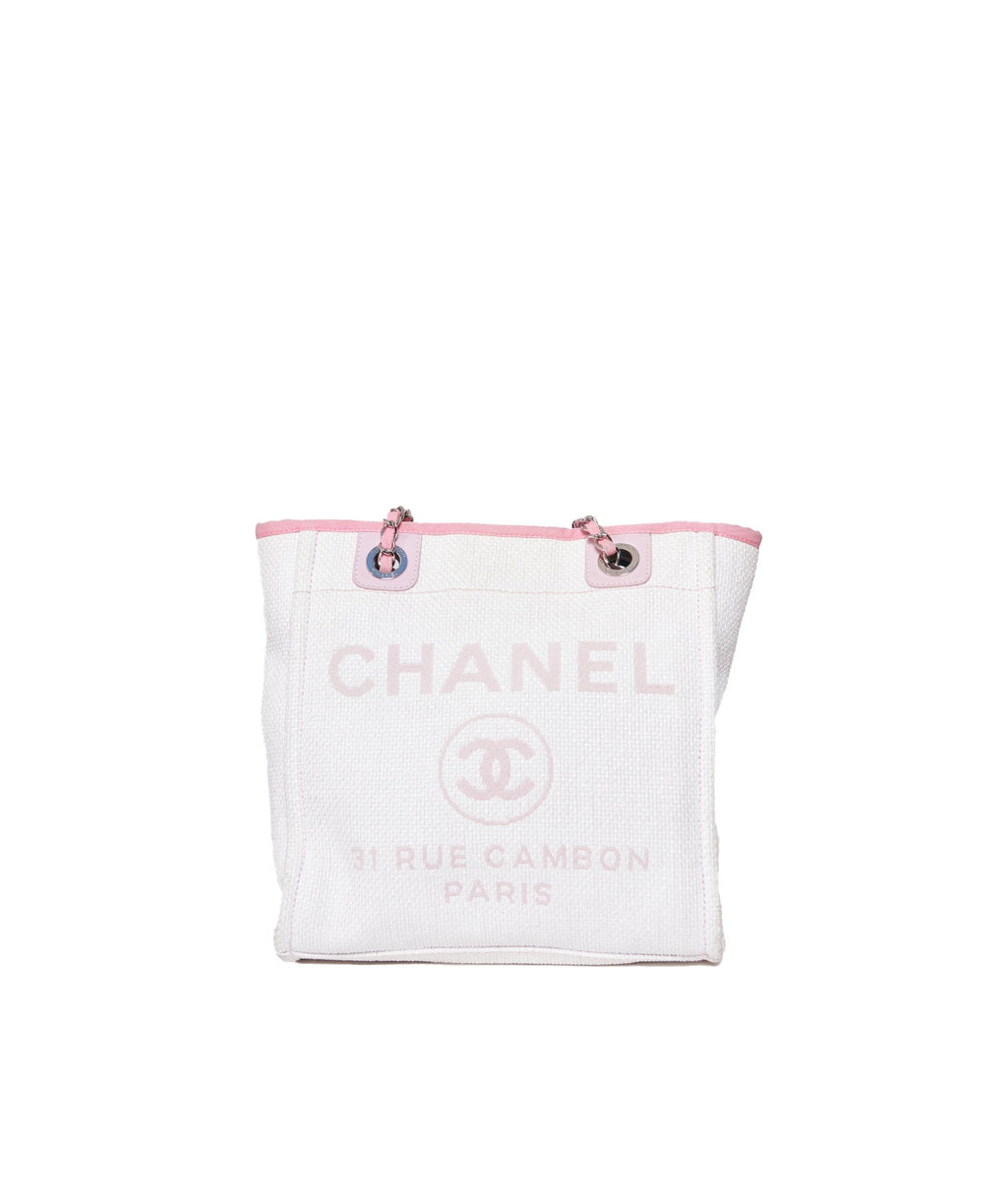 pink chanel deauville tote bag