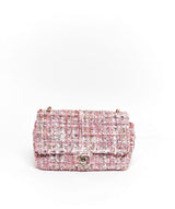 Chanel Chanel Pink Tweed Flap Bag With Pearl Detail GHW