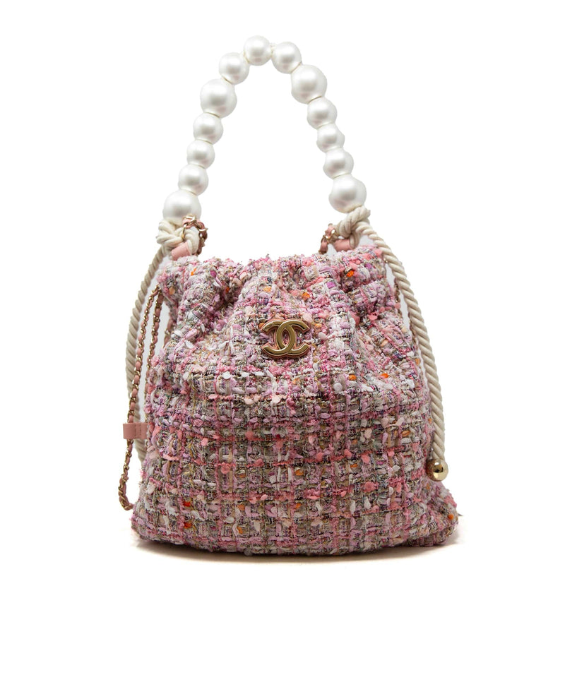 Chanel Pink Tweed Pearl Handle Soft Bucket Bag - AGC1104 – LuxuryPromise