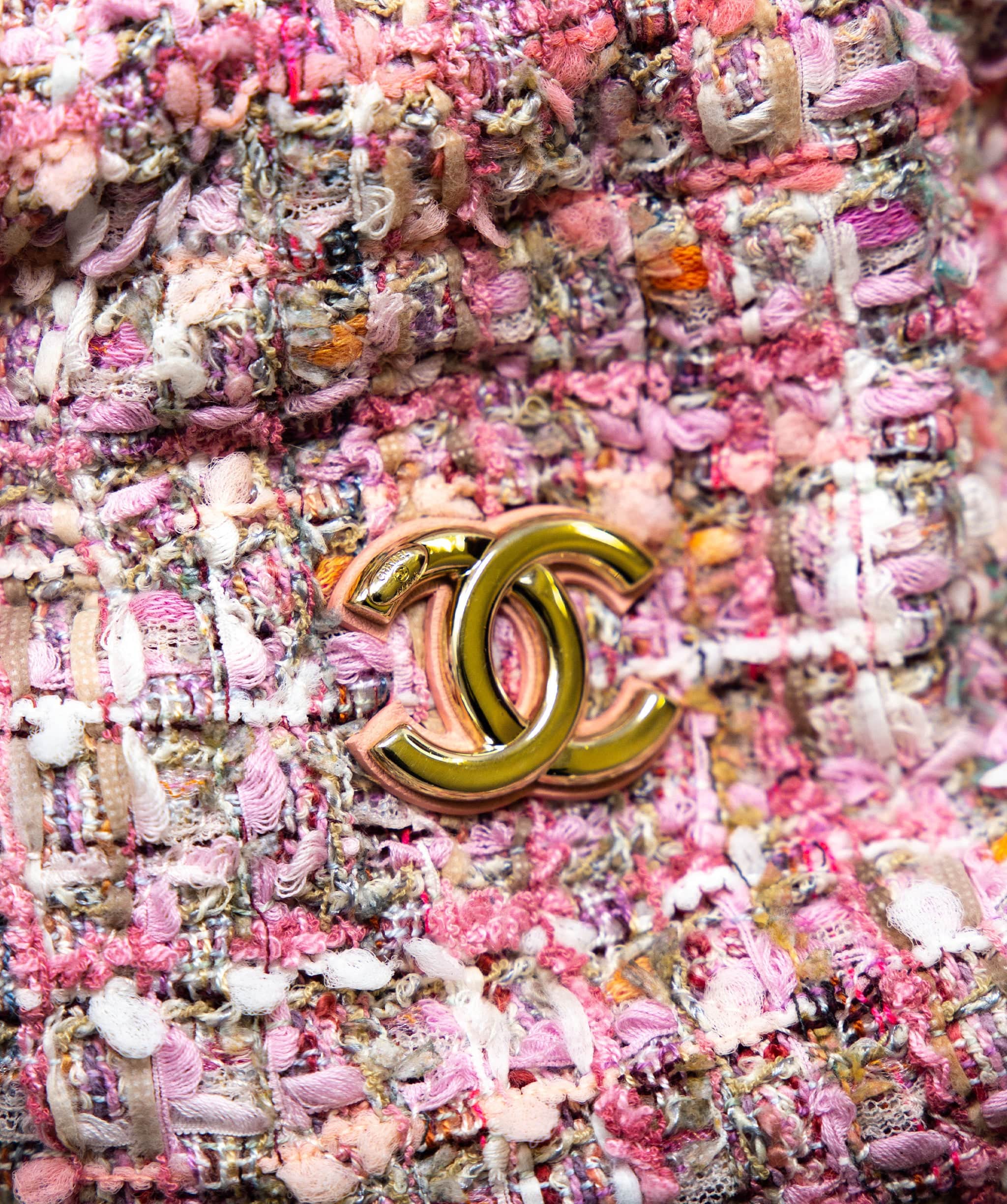 Chanel Chanel Pink Tweed Pearl Bucket Bag - AGC1104