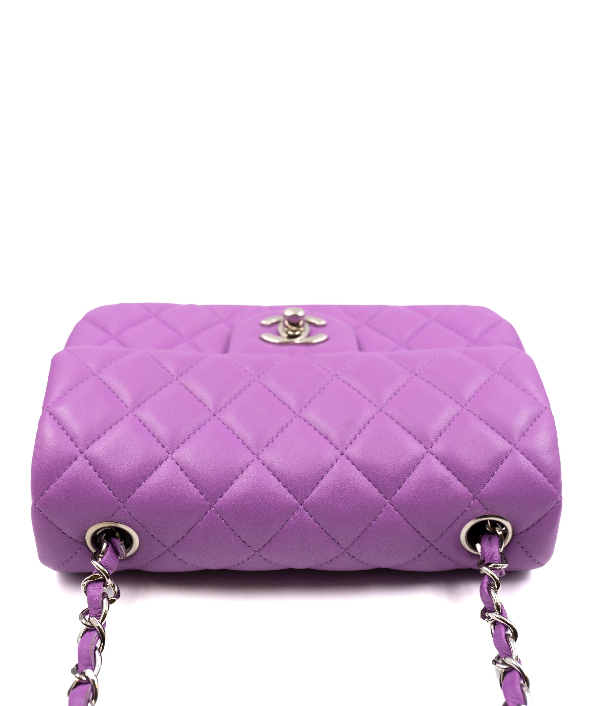 Chanel Chanel Purple Lambskin 8 Inch Classic Flap Bag PHW AGC1351