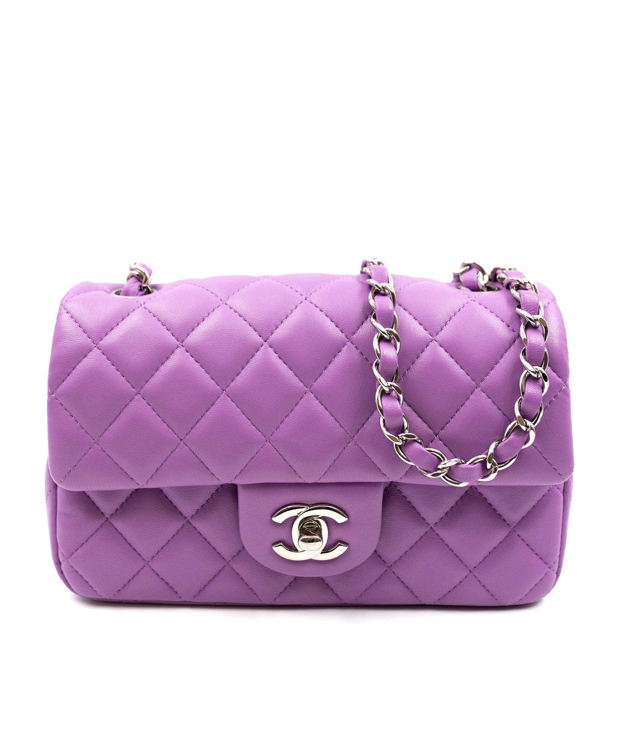 Chanel Purple Lambskin 8 Inch Classic Flap Bag PHW AGC1351