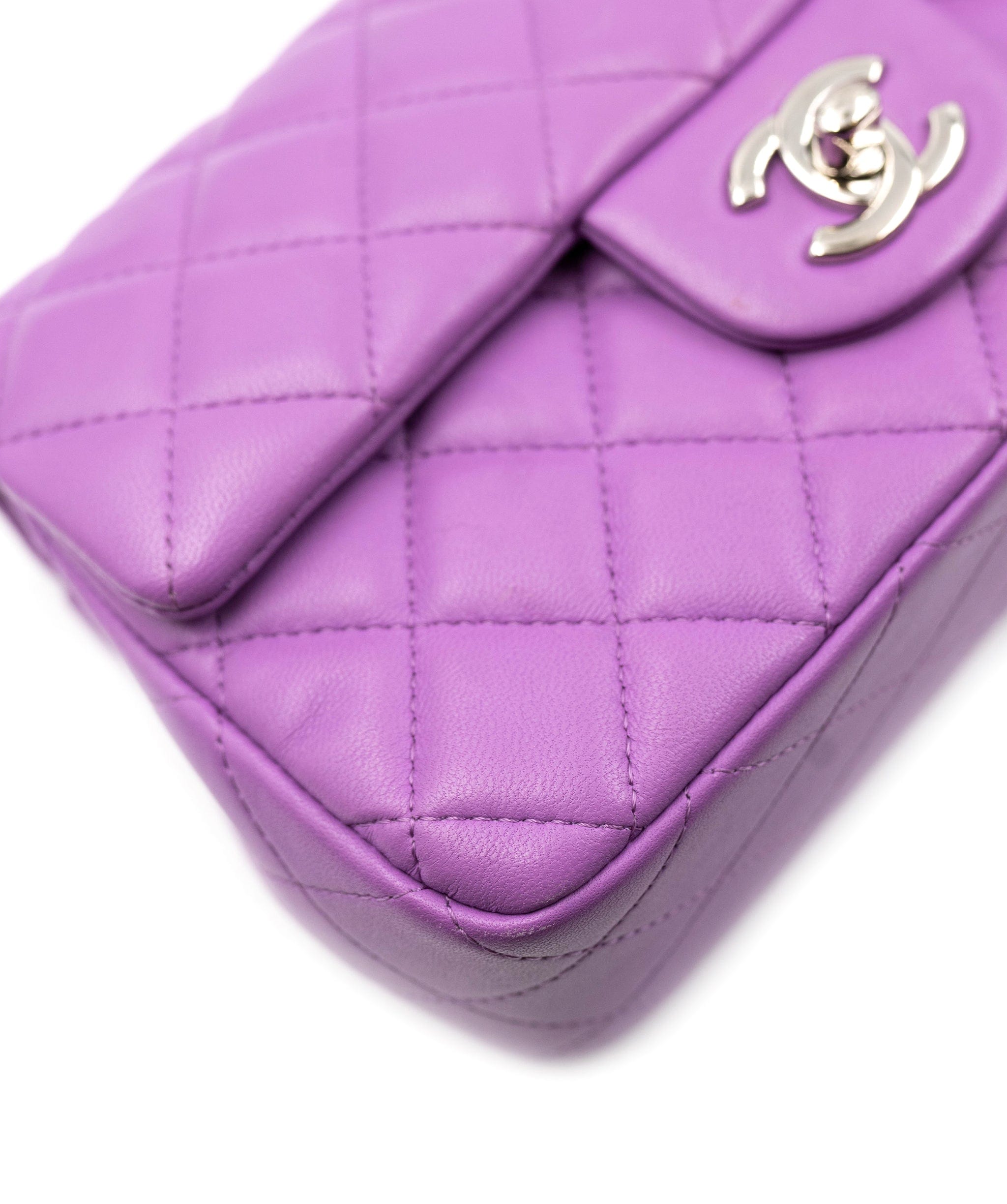 Chanel Chanel Purple Lambskin 8 Inch Classic Flap Bag PHW AGC1351