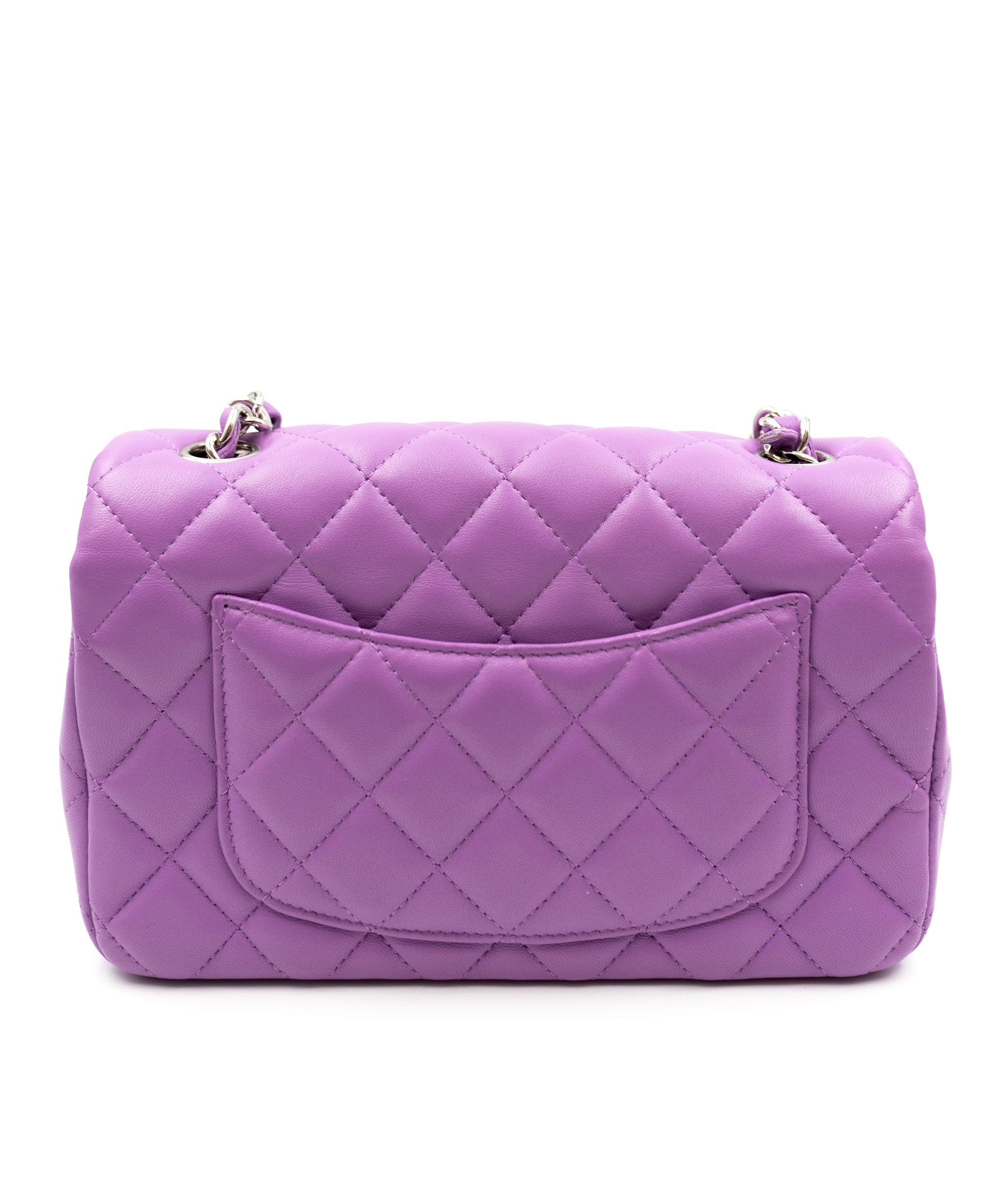 Chanel Chanel Purple Lambskin 8 Inch Classic Flap Bag PHW AGC1351