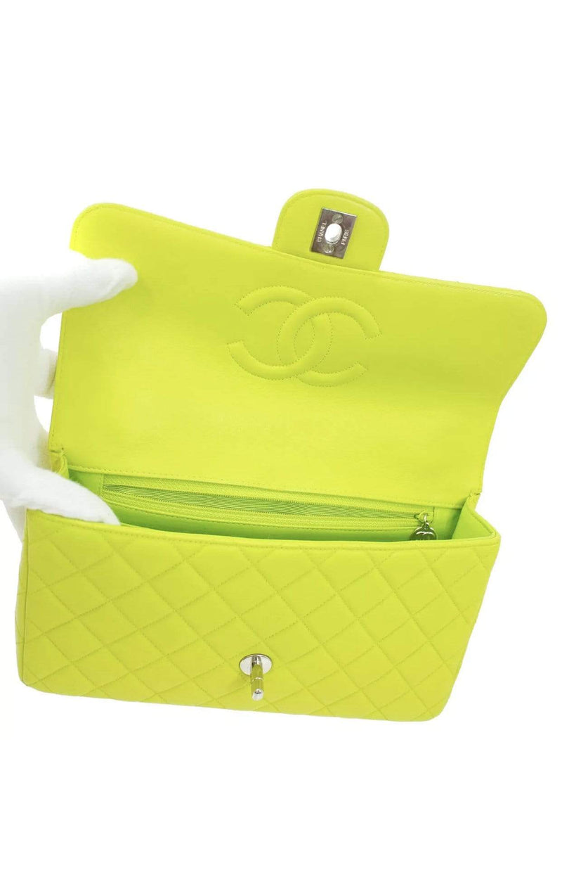 Chanel CHANEL Quilted CC Logos Hand Bag 4781274 Purse Lime yellow Lambskin - ASL1679
