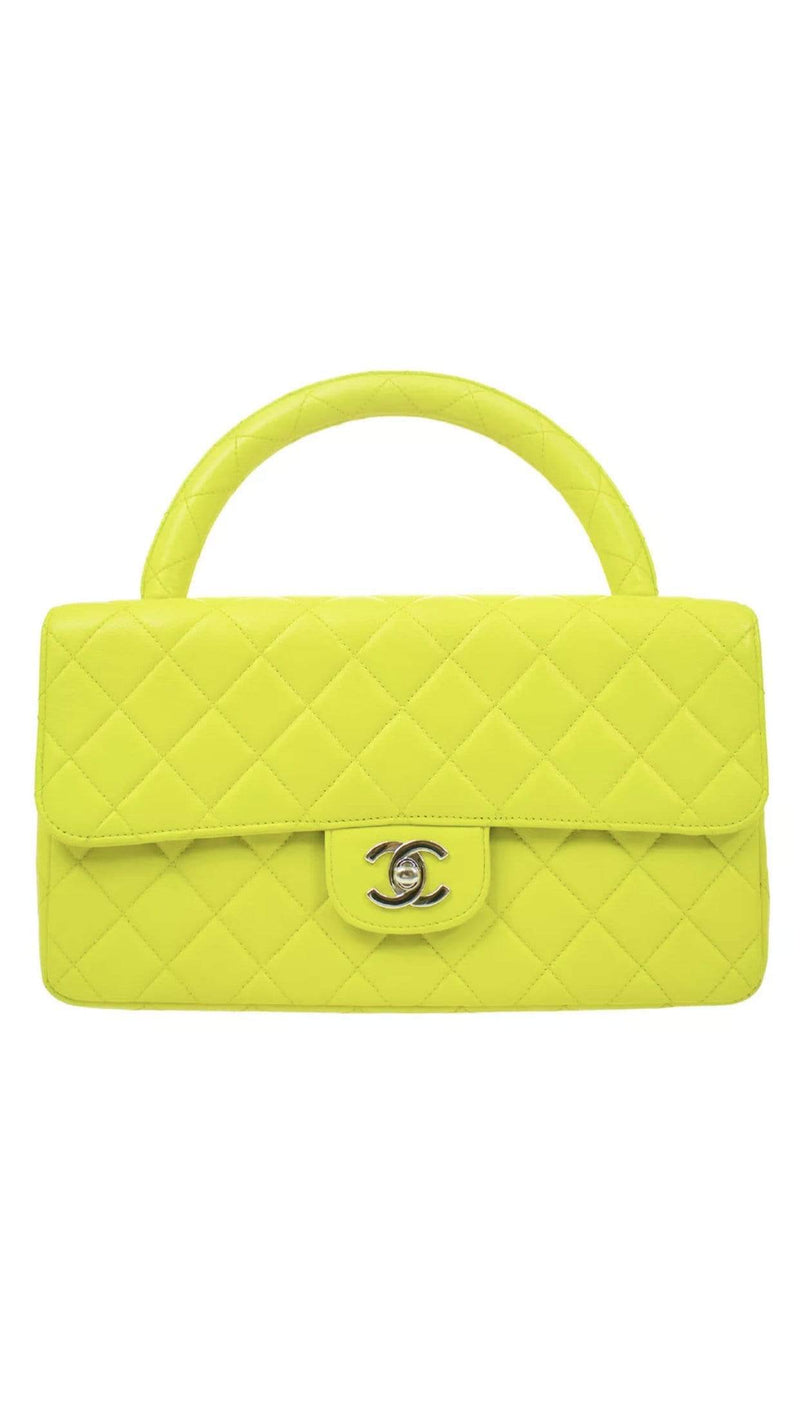 Chanel CHANEL Quilted CC Logos Hand Bag 4781274 Purse Lime yellow Lambskin - ASL1679