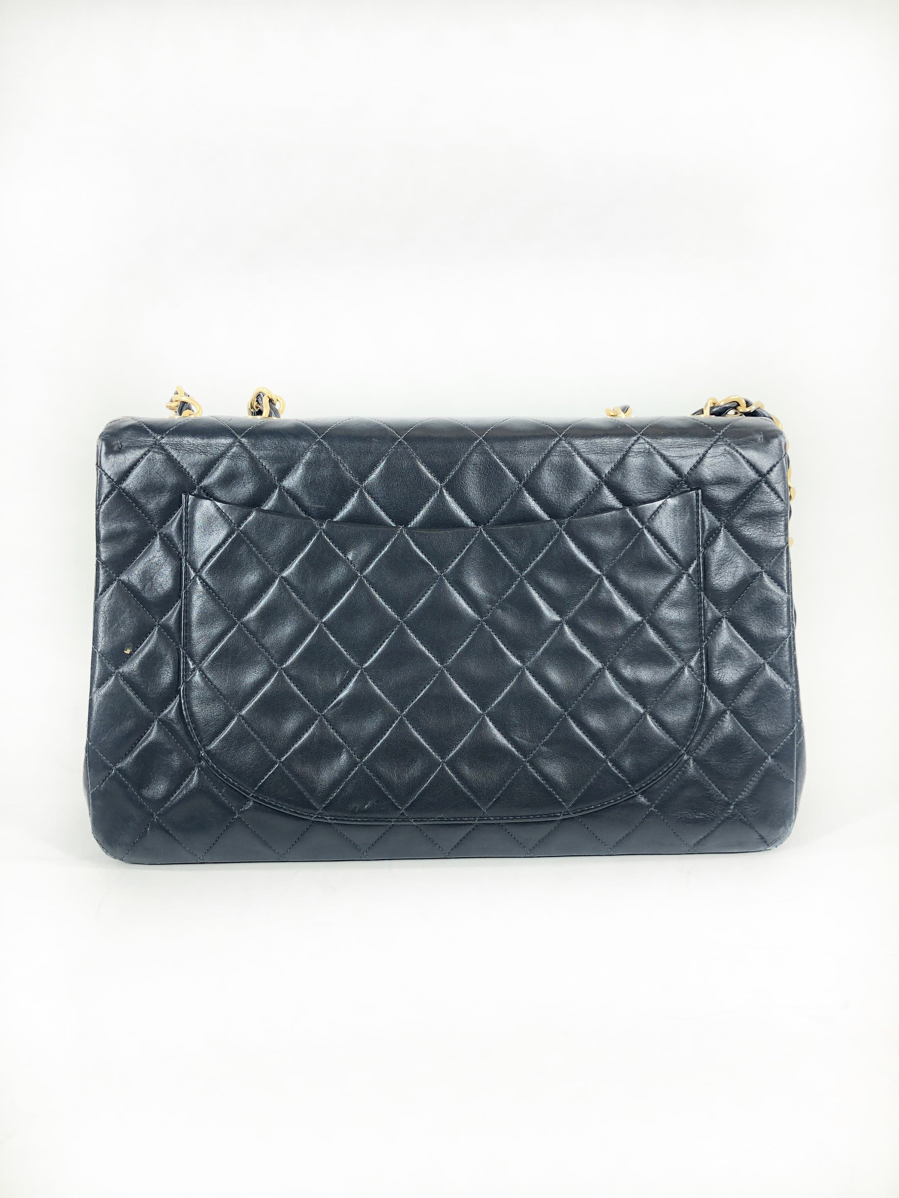 Chanel Chanel Quilted Deca Single Flap Double Chain Shoulder Bag Ghw Black Lambskin 2 PXL1279