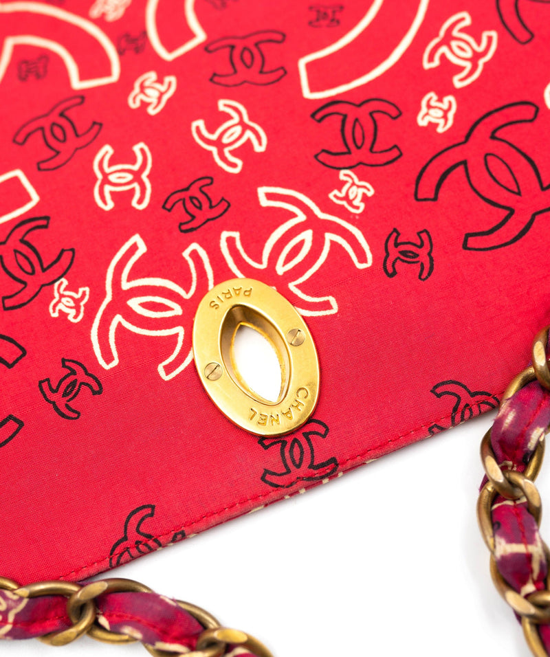 Chanel Red Canvas Bandana Flap Bag GHW AGC1298 – LuxuryPromise