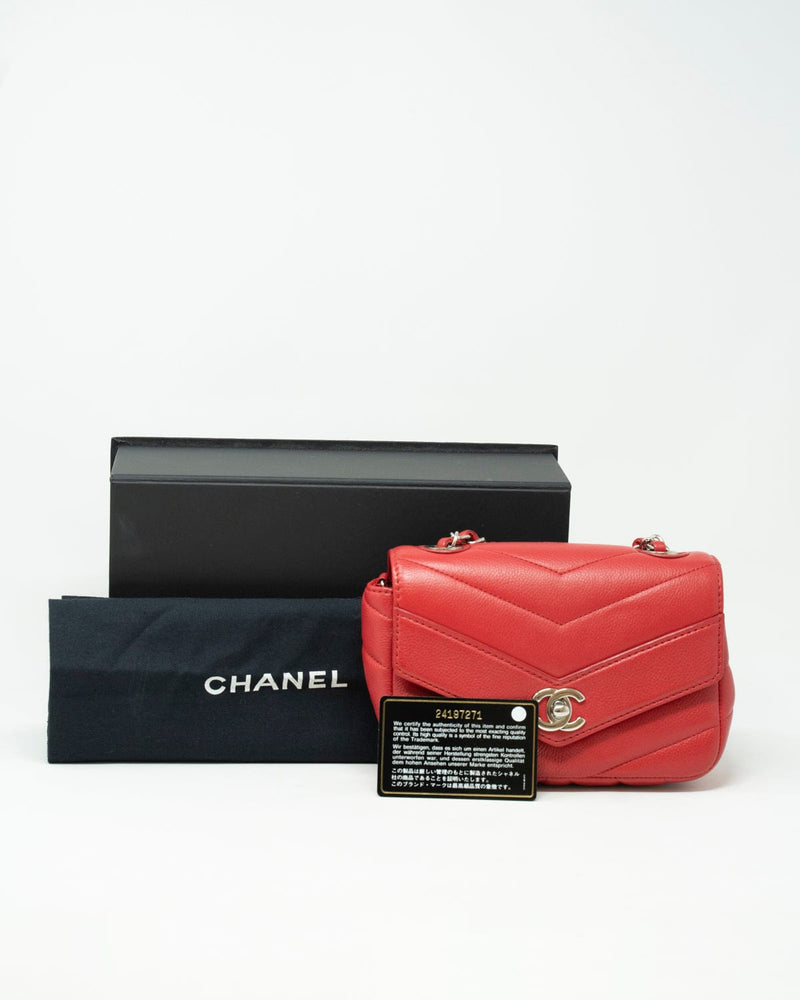 CHANEL Classic Double Flap Jumbo Bag Red Soft Caviar with Silver