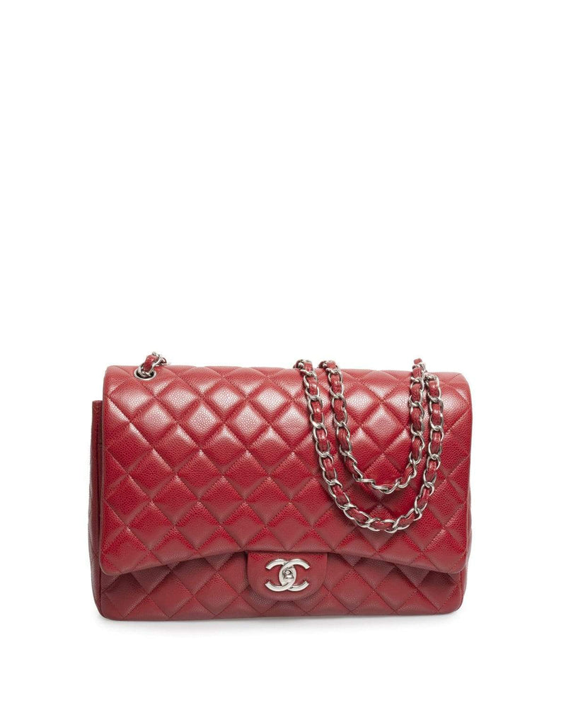 Chanel Chanel Red Caviar Leather Jumbo Classic Double Flap Bag PHW - AGL1446