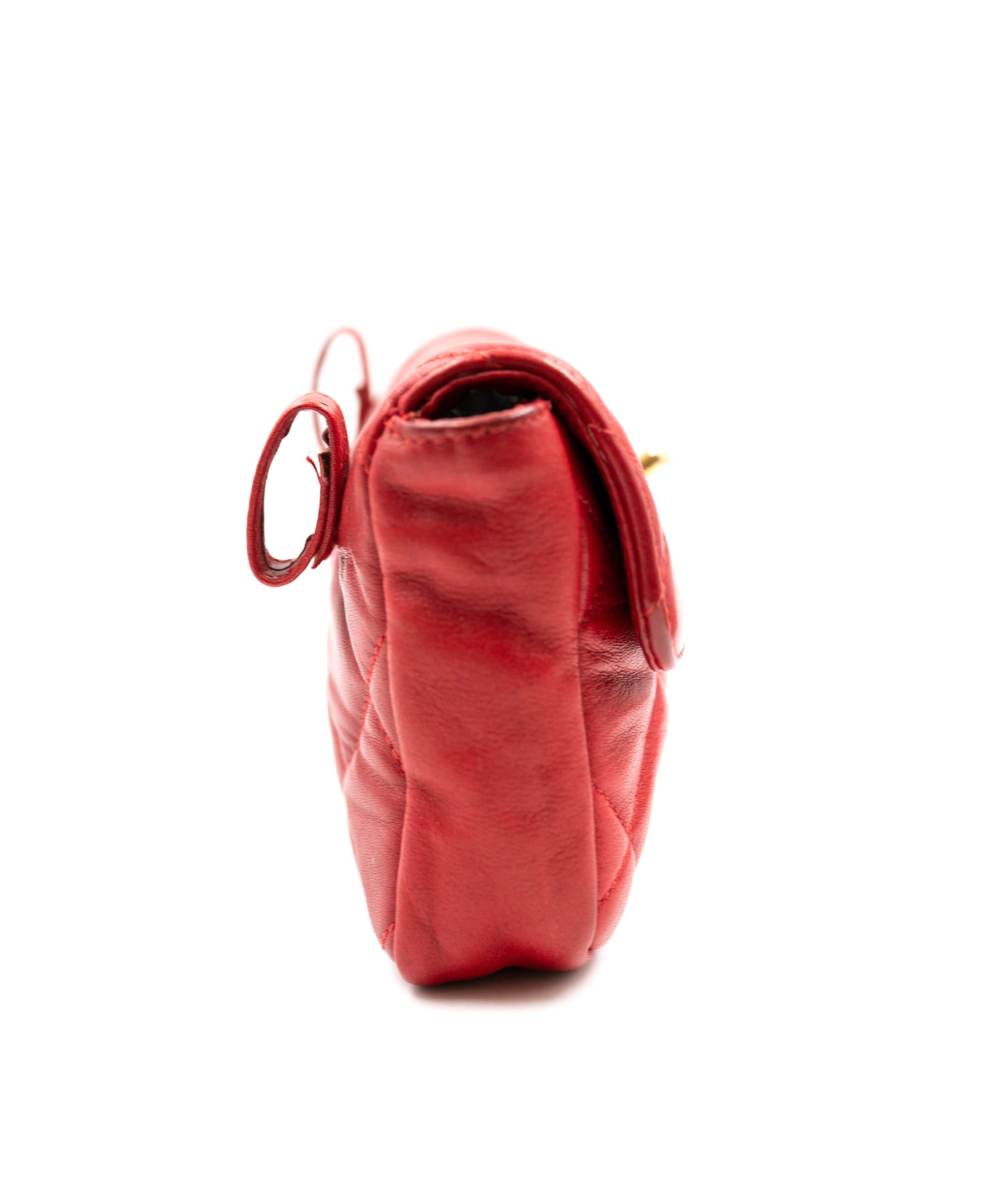 Chanel Chanel Red Lambskin CC Turnlock Waist Bag GHW  - AGL2050