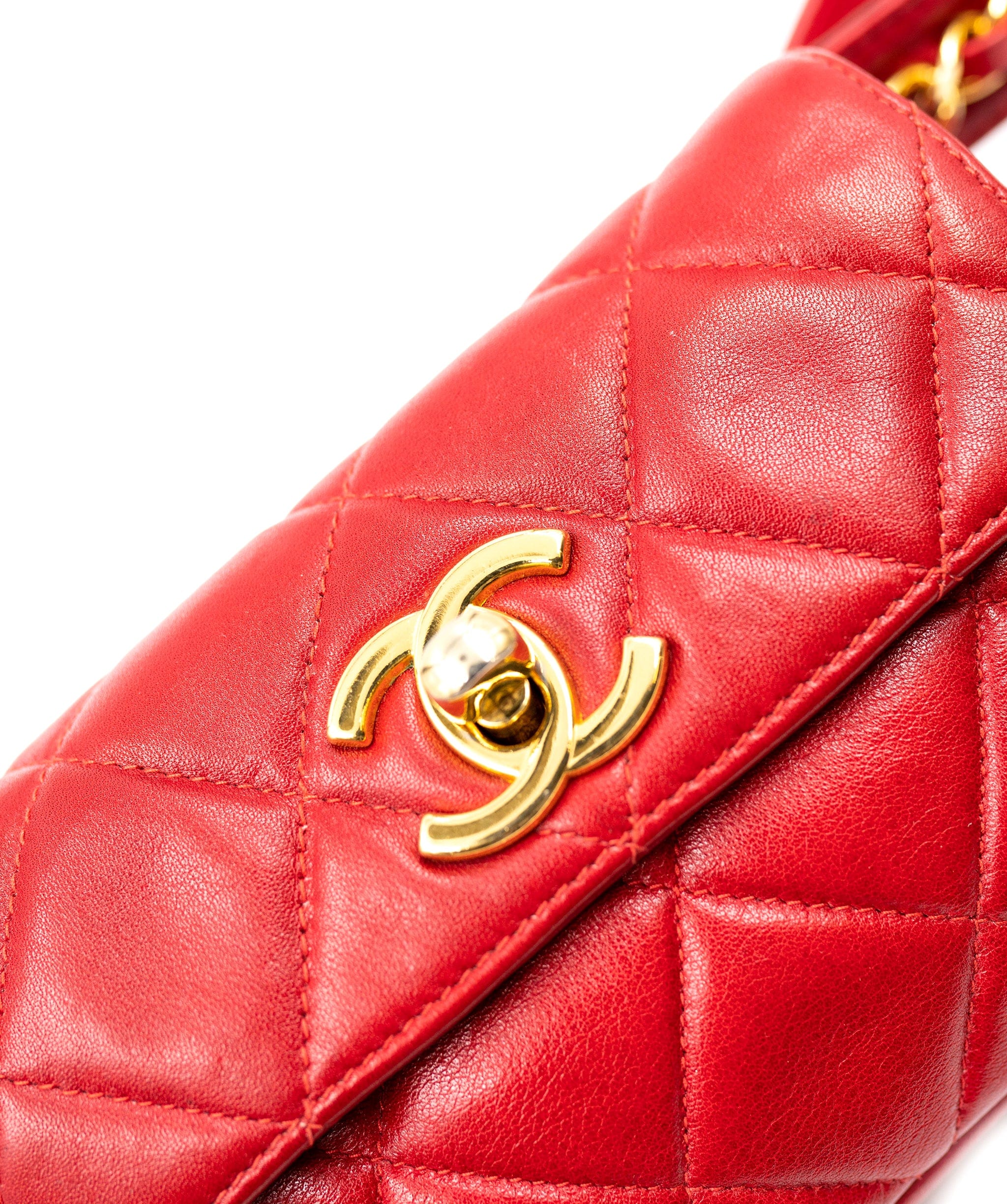 Chanel Chanel Red Lambskin CC Turnlock Waist Bag GHW  - AGL2050