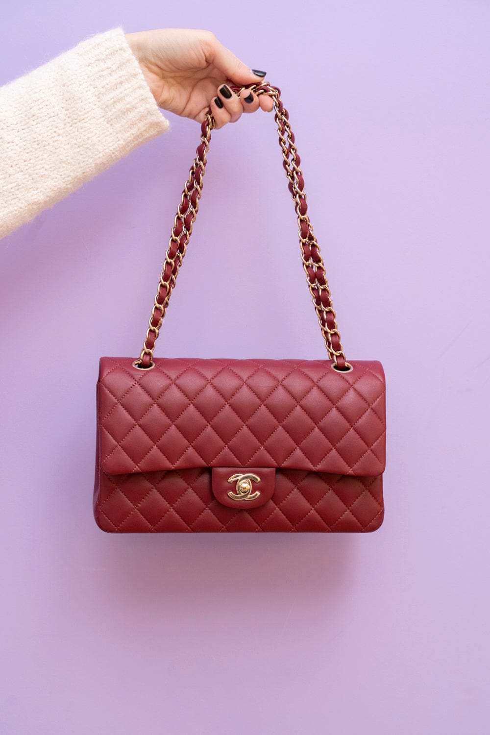 Chanel Chanel Red Lambskin Leather Medium Flap Bag GHW  - AGL1779