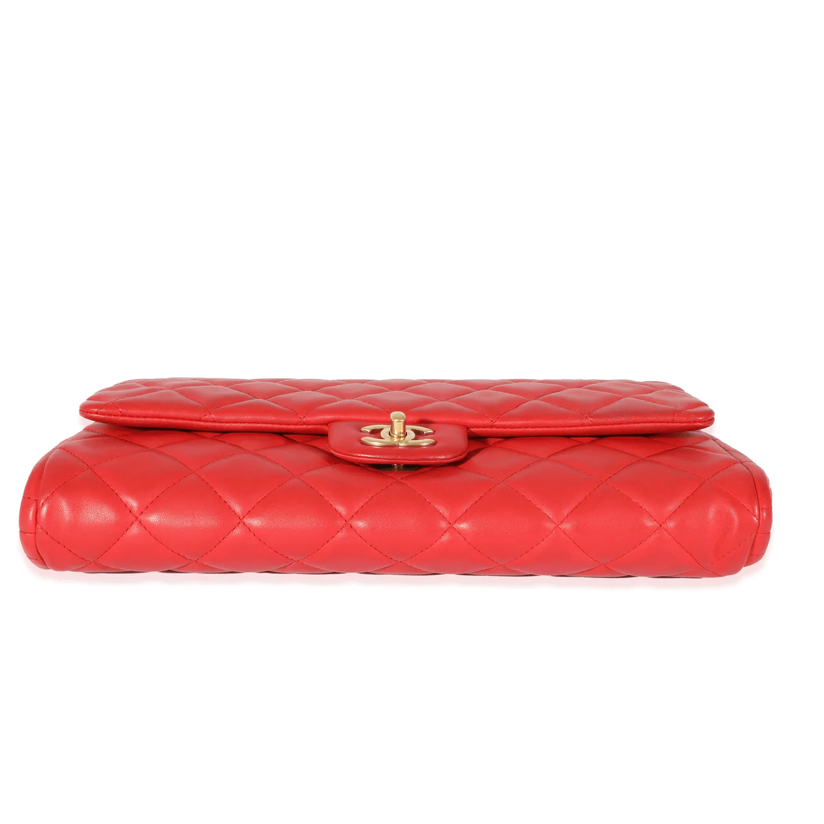 Chanel Chanel Red Quilted Lambskin Jumbo Chain Clutch 128223