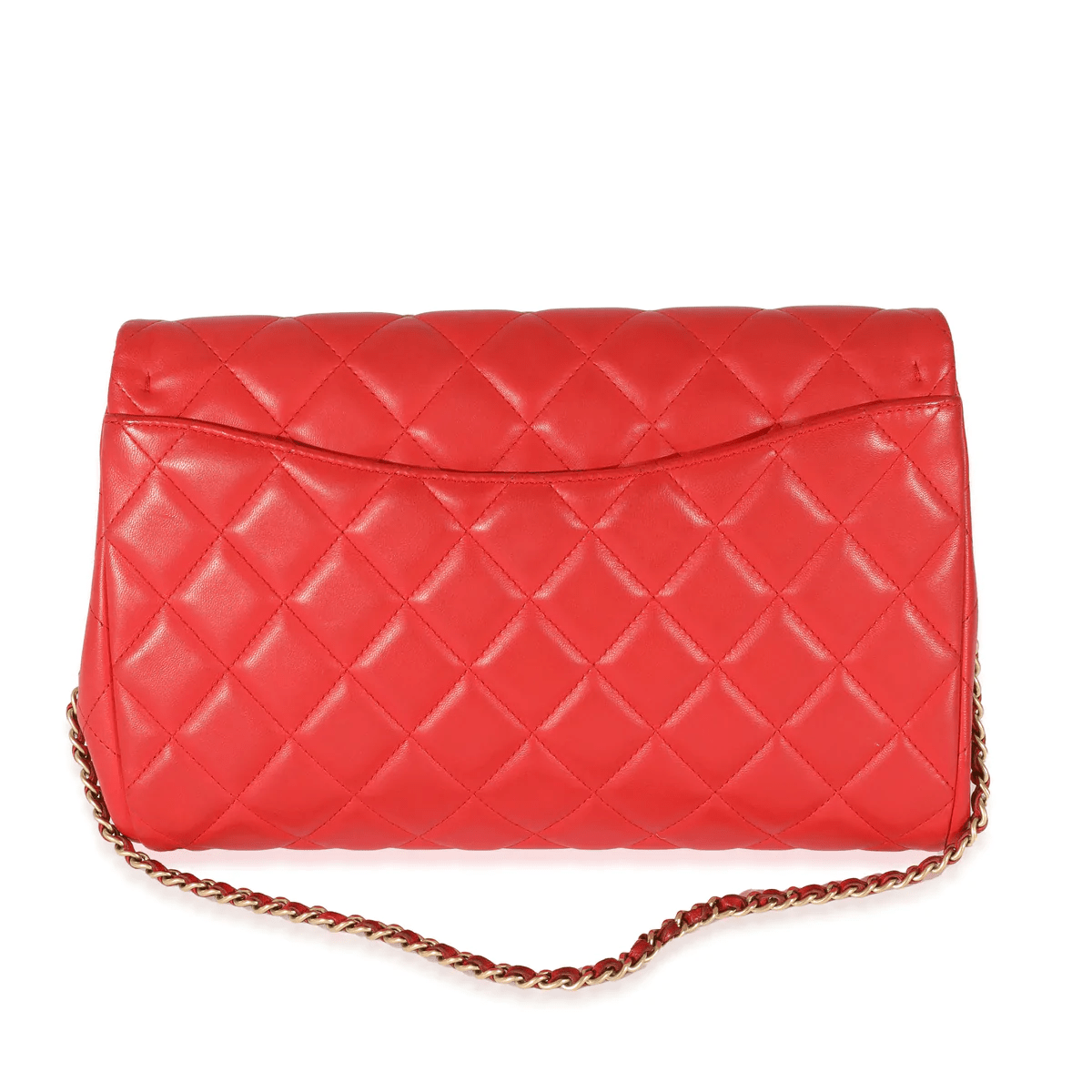 Chanel Chanel Red Quilted Lambskin Jumbo Chain Clutch 128223