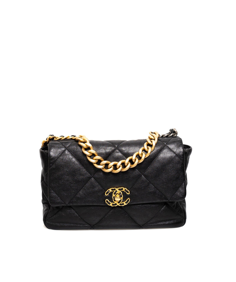 Chanel Black Lambskin Chanel 19 Wallet On Chain WOC Bag