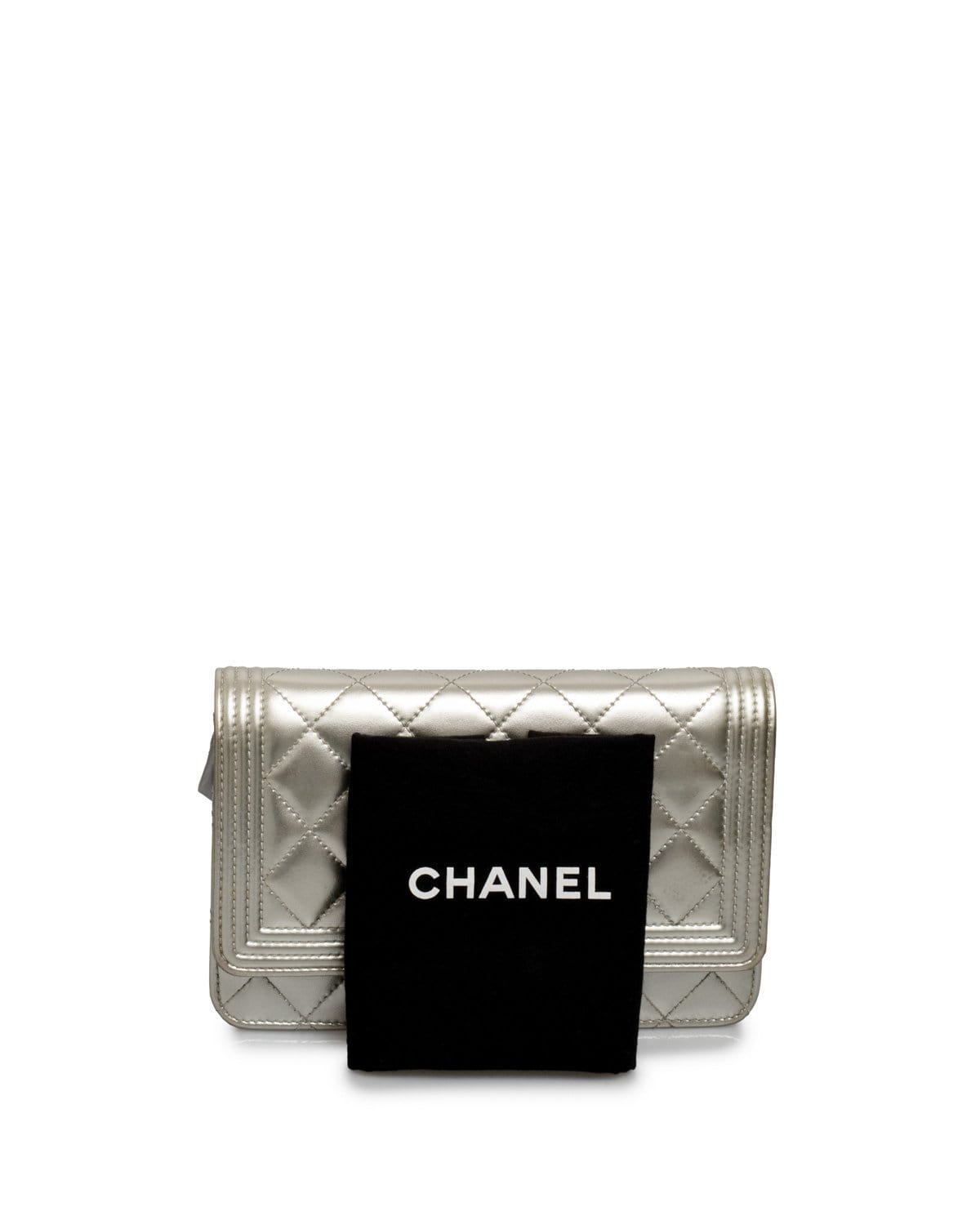 Chanel Chanel Silver Patent Leather 7.5' Wallet On Chain PHW - AGC1044