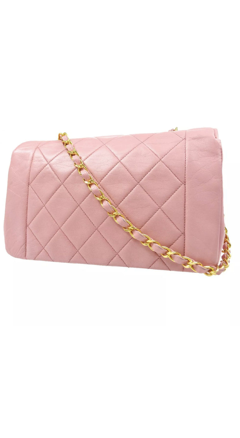 Chanel Chanel Small Diana CC Single Chain Shoulder Bag 1708855 Pink Lambskin - ASL1675