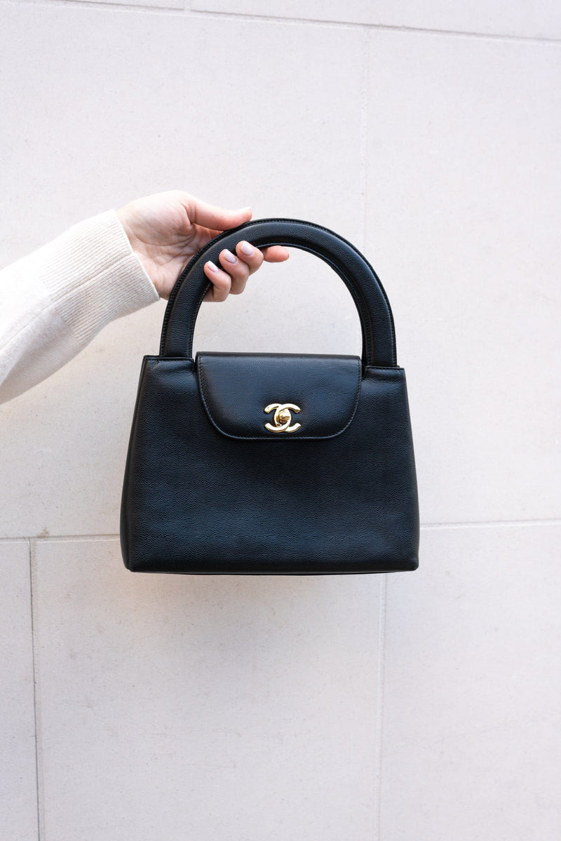 Chanel Chanel Small Hand Bag Top Handle Purse Black ASL3146